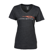 C8 Corvette Glitter Gesture T-Shirt - Women's : Charcoal