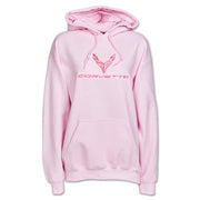 C8 Corvette Ladies Hooded (Hoodie) Sweatshirt - Embroidered : Pink