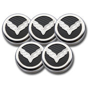 Corvette Automatic Cap Cover Set - Crossed Flags - Chrome/Brushed/Carbon Fiber : C7 Stingray, Z51