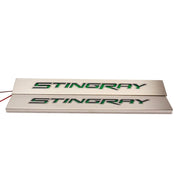 Corvette Illuminated Door Sill Replacements - Brushed Stainless Steel : C7 Stingray, Z51