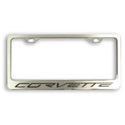 Corvette License Plate Frame - Stainless Steel w/Corvette Lettering : 2005-2013 C6 All