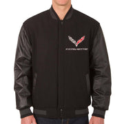 Corvette Reversible Wool Varsity Style Jacket w/Leather Sleeve - Black : C7 Stingray, Z51