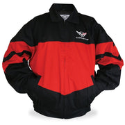 Corvette Twill Jacket w/ C5 Emblem - Red/Black : 1997-2004 C5