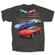 Corvette American Flag Tee Shirt - Dark Grey : C5