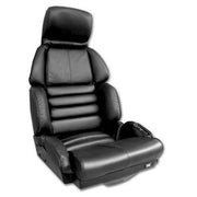 Corvette Driver Leather Seat Covers. Black Sport No-Perforations: 1984-1988