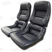 Corvette Mounted Leather Seat Covers. Dk Blue Lthr/Vnyl Original 2-Bolstr: 1979-1981