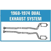 Corvette Exhaust System. 454 Automatic 2.5 Inch-Low Profile Mufflers: 1974