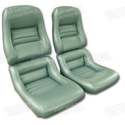 Corvette Mounted Leather Seat Covers. Silvergreen 100%-Leather 2-Bolster: 1982