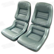 Corvette Mounted Leathr Seat Covers. Silvergrn Lthr/Vnyl Original 2-Blstr: 1982