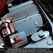 Corvette Fuel Rail Covers - Polished Stainless Steel with Brushed Letters : 1999-2004 C5 & Z06