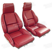 Corvette Mounted Leather Like Seat Covers. Red Standard No-Perforations: 1986-1988