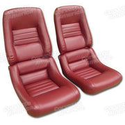 Corvette Mounted Leather Seat Covers. Red Leathr/Vinyl Original 4-Bolster: 1982