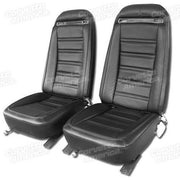 Corvette Leather Seat Covers. Leather/Vinyl Black Original: 1973-1974