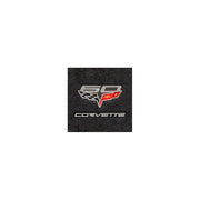 Corvette Lloyd Ultimat Floor Mats - 60th Anniversary above Flags w/Silver Corvette Script - Ebony- Set of 2 : 2007.5-2013 C6, Z06, Grand Sport & ZR1