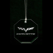 Corvette Christmas Tree Crystal Ornament - Hex Shape with Emblem : 2005-2013 C6, Z06