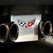 Corvette Exhaust Plate - Polish Stainless Steel with C6 Logo : 2005-2013 C6