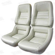 Corvette Mounted Leather Seat Covers. Oyster Lthr/Vinyl Original 4-Bolstr: 1979-1980