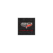Corvette Lloyd Ultimat Floor Mats - 60th Anniversary above Flags w/Red Corvette Script : 2007.5-2013 C6, Z06, Grand Sport & ZR1- Ebony - Set of 2