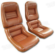 Corvette Mounted Leathr Seat Covers. Cinnabar Lthr/Vnyl Original 2-Bolstr: 1981