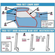 Corvette Weatherstrip Kit. Body Coupe 10 Piece (69 Late): 1969