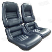 Corvette Mounted Leather Seat Covers. Dark Blue 100%-Leather 2-Bolster: 1982