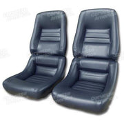 Corvette Mounted Leather Like Seat Covers. Dark Blue 4-Bolster: 1979-1981