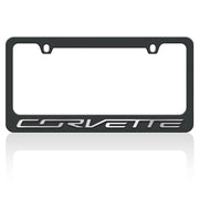 Corvette Mirror Script on Black License Plate Frame : C7 Stingray, Z51, Z06, Grand Sport