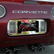 Corvette Rear Tag Frame - Laser Mesh Stainless Steel : 1997-2004 C5