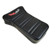 Corvette Center Armrest. Embroidered Black Leather: 1968-1978