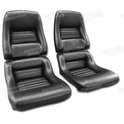 Corvette Mounted Leather Seat Covers. Black Lthr/Vinyl Original 2-Bolster: 1979-1981