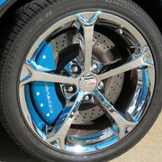 Corvette Brake Caliper Cover Set (4) - Carlisle Blue : 2006-2013 C6Z06 & Grand Sport Only with White Bolts and Script