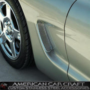 Corvette Side Fender Vent Grille (Set) - Perforated Stainless Steel : 1997-2004 C5 & Z06