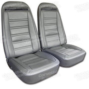 Corvette Leather Seat Covers. Silver Leather/Vinyl Original: 1974