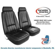 Corvette Mounted Seat Covers. Driver Lthr Black w/Headrest Bracket 68 Late: 1968-1969