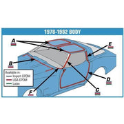Corvette Weatherstrip Kit. Body 9 Piece - Latex: 1978-1982