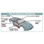 Corvette Weatherstrip. Convertible Body Lock Pillar Rear LH: 1986-1996