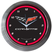 Corvette Clock - 15" Neon Wall Clock with Corvette & C6 Emblem
