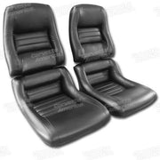 Corvette Mounted Driver Leather Seat Covers. Black 100%-Leather 2-Bolster: 1979-1982
