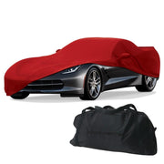 Corvette Stretch Satin Car Cover w/C7 Flag Logos - Indoor : C7 Stingray, Z51, Z06, Grand Sport